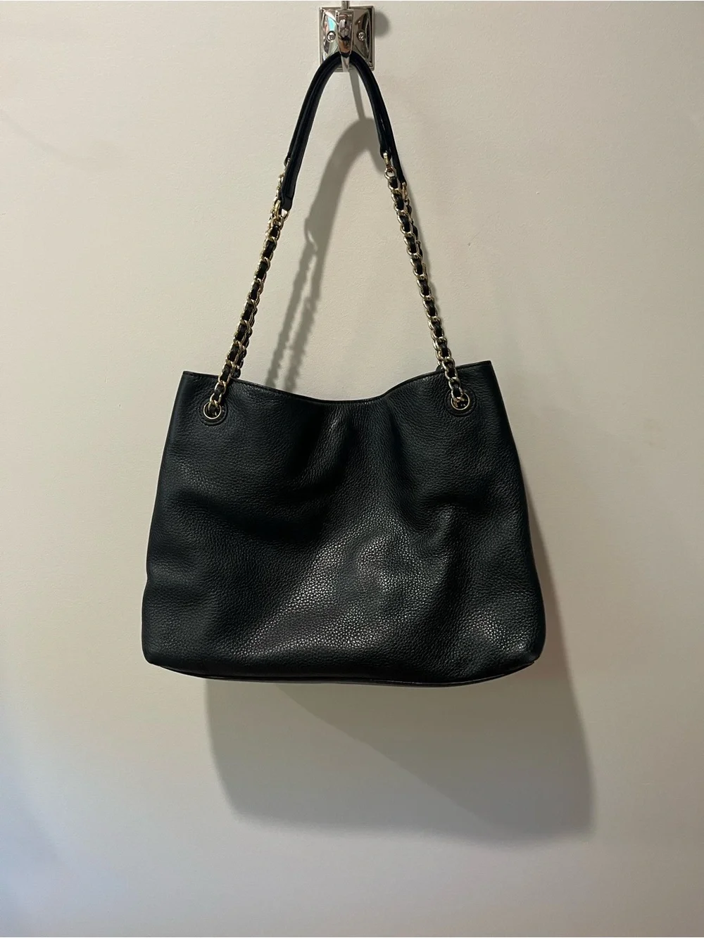 Tory Burch Black Leather Chain-Handle Shoulder Tote